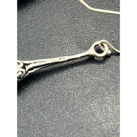 Sterling Silver .925 Calla Lily White Pearl Drop Dangle Pierced Earrings - Picture 6 of 11